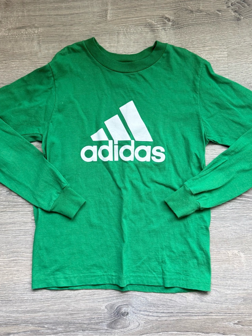 adidas Boys S (9/10) Kelly Green Long Sleeve Logo Tee
